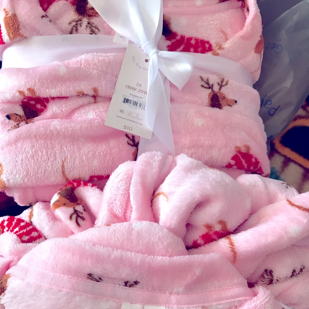 💖Wear Pink💖 Joyspun Doxie reindeer plush pj set